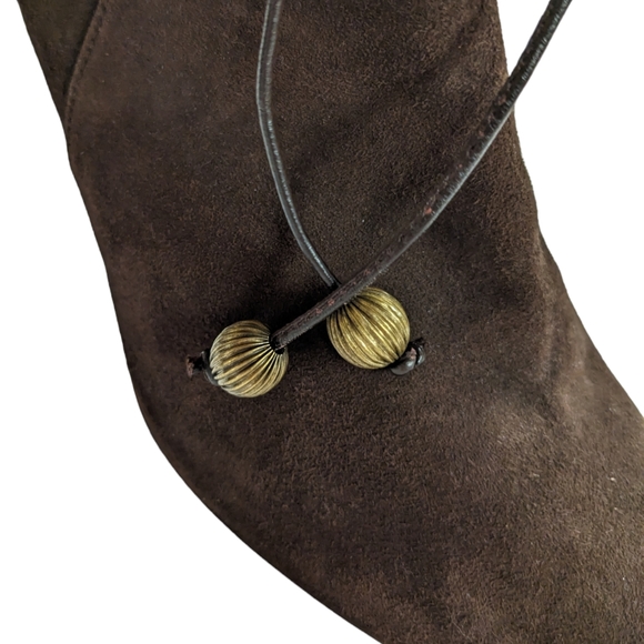 Lulu Guinness Peace Suede Drawstring Ankle Bootie Size 39.5 - Picture 11 of 12